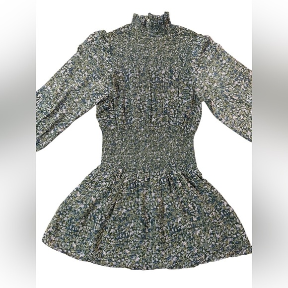 NWT MNG Mango Printed Ruched Dress in Green Size XS - Picture 7 of 11